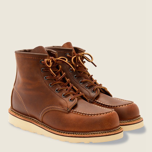 Mens Red Wing Classic Moc - 6-inchr Rough & Tough Leather - Heritage Boots Brown - IJX584902